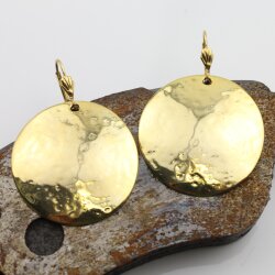 Gold Disc earrings - round dangle earring - Large disc earrings