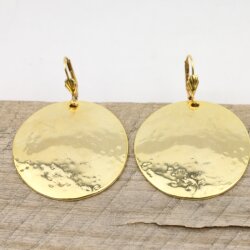 Gold Disc earrings - round dangle earring - Large disc earrings