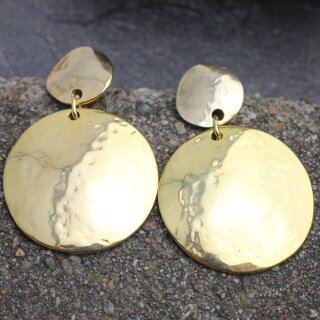 Ohrringe Ohrstecker Plättchen Gold Ohrhänger mit Kreis Anhänger