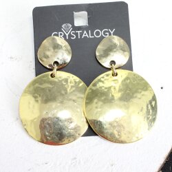 Gold Disc Earrings, Circle Earrings, Disc earrings, round dangle earring