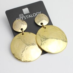 Ohrringe Ohrstecker Plättchen Gold Ohrhänger mit Kreis Anhänger