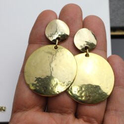 Gold Disc Earrings, Circle Earrings, Disc earrings, round dangle earring