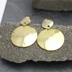 Gold Disc Earrings, Circle Earrings, Disc earrings, round dangle earring