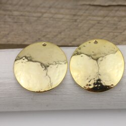 1 Gold Round Disc Charms Pendant