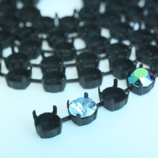 1 m Armband Fassung für 8 mm Chatons, Rivoli Swarovski Kristalle Matt Schwarz
