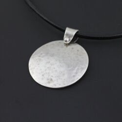 Leather Necklace Round Silver Pendant