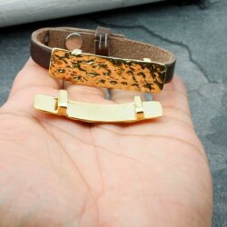 1 Schiebeperle für Armbänder, Armbandverbinder gold