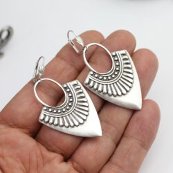 Antique Silver Ethnic Style Drop Earrings