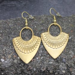 Matte Gold Ethnic Style Drop Earrings