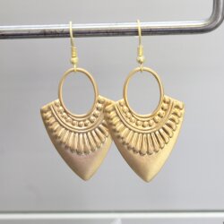 Matte Gold Ethnic Style Drop Earrings