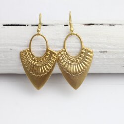 Matte Gold Ethnic Style Drop Earrings