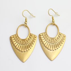 Matte Gold Ethnic Style Drop Earrings