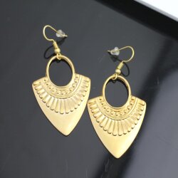 Matte Gold Ethnic Style Drop Earrings