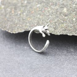 Antique Silver Raccoon ring, Animal Wrap Ring