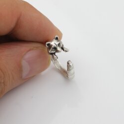 Antique Silver Raccoon ring, Animal Wrap Ring