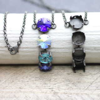 Ketten Fassung für 12 mm Rivoli Swarovski Stein Altsilber