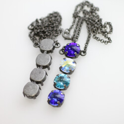 Ketten Fassung für 12 mm Rivoli Swarovski Stein Altsilber