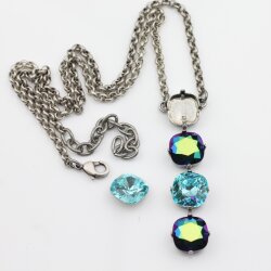 necklace setting for 12 mm Cushion Square Swarovski Crystals