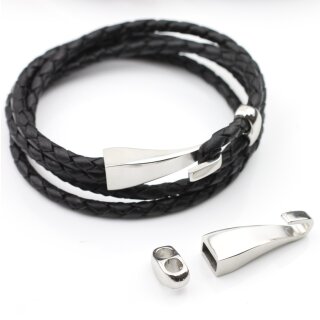 1 Edelstahl Verschluß Lederband Armband Verschluss für 8x4 mm Lederarmband