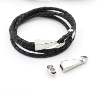 1 Edelstahl Verschluß Lederband Armband Verschluss für 8x4 mm Lederarmband