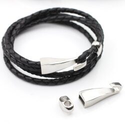 1 Edelstahl Verschluß Lederband Armband Verschluss für 8x4 mm Lederarmband