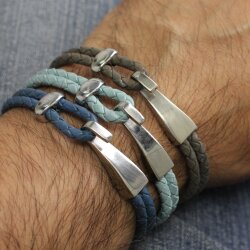 1 Edelstahl Verschluß Lederband Armband Verschluss für 8x4 mm Lederarmband