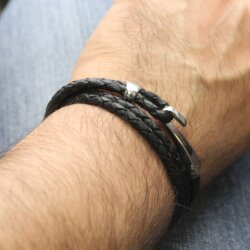 1 Edelstahl Verschluß Lederband Armband Verschluss für 8x4 mm Lederarmband