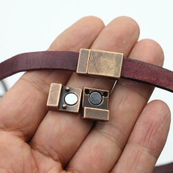 1 Antique Copper Magnetic Bracelet Clasp 21x12.5 mm Ø 10x3 mm