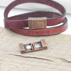 1 Antique Copper Magnetic Bracelet Clasp 21x12.5 mm Ø 10x3 mm