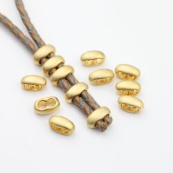 10 Matte Gold Double Barrel Sliders Bead for 4 mm Round...