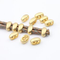 10 Matte Gold Double Barrel Sliders Bead for 4 mm Round Leather and cord