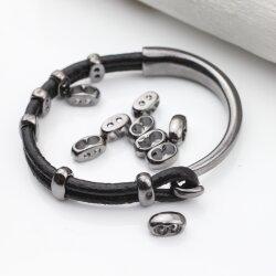 10 Gunmetal Double Barrel Sliders Bead for 4 mm Round...