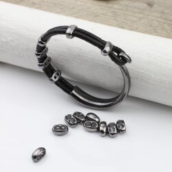 10 Gunmetal Double Barrel Sliders Bead for 4 mm Round Leather and cord