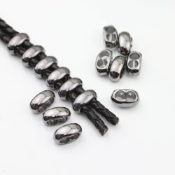 10 Metall Schiebeperlen11x5 mm Lochung 4 mm, Gunmetal