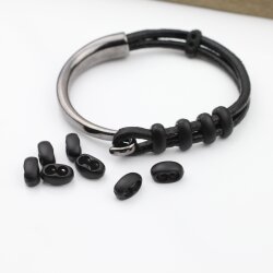 10 Matte Black Double Barrel Sliders Bead for 4 mm Round...