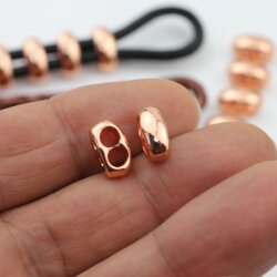 10 Metall Schiebeperlen11x5 mm Lochung 4 mm, Rose Gold