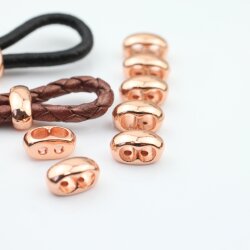 10 Rose Gold Double Barrel Sliders Bead for 4 mm Round Leather and cord