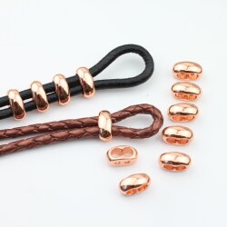 10 Rose Gold Double Barrel Sliders Bead for 4 mm Round Leather and cord