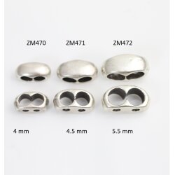 10 Rhodium Double Barrel Sliders Bead for 4 mm Round...