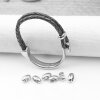 10 Metall Schiebeperlen11x5 mm Lochung 4 mm, Rhodium