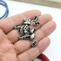 10 metal Sliderbeads 11x5 mm Drilling 4 mm, Dark Antique silver