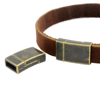 1 Magnetverschluss für Armband 21x12.5 mm Ø 10x3 mm altmessing