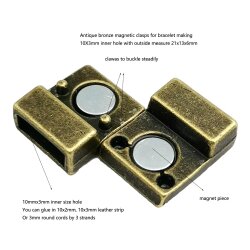 1 Antique Brass Magnetic Bracelet Clasp 21x12.5 mm Ø 10x3 mm