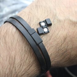 1 Matte Black Magnetic Clasps 5x2 mm Hole Jewelry Making Bracelet