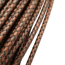 6mm Bolo Cord Round Braided Leather Strap Antique Brown 1 m