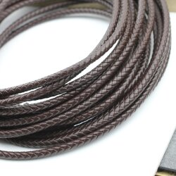6mm Bolo Cord Round Braided Leather Strap Dark Brown 1 m