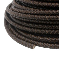 6mm Bolo Cord Round Braided Leather Strap Dark Brown 1 m
