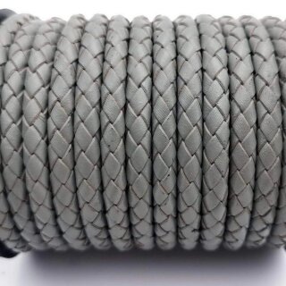 6mm Bolo Cord Round Braided Leather Strap Gray 1 m