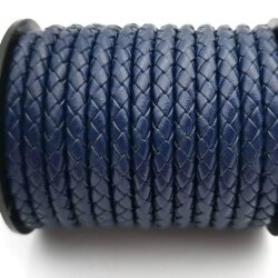 6 mm Lederband rund geflochten marineblau 1 m