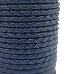 6mm Bolo Cord Round Braided Leather Strap Navy Blue 1 m